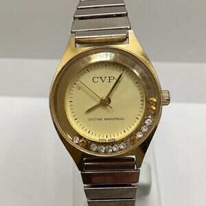 Vintage CVP vIII, Gold-Tone Floating Crystals Handwind Ladies Watch Works!